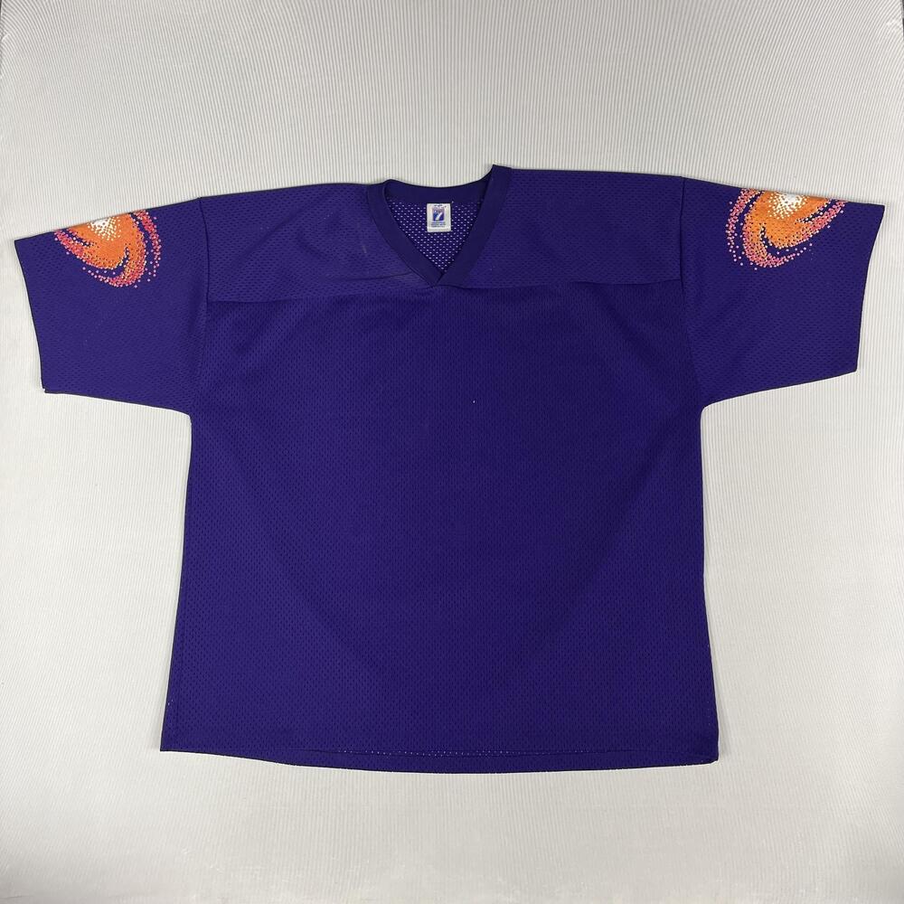 Vintage Logo 7 Shirt Mens 2XL Purple Mesh Football Jersey Galaxy Sleeves USA